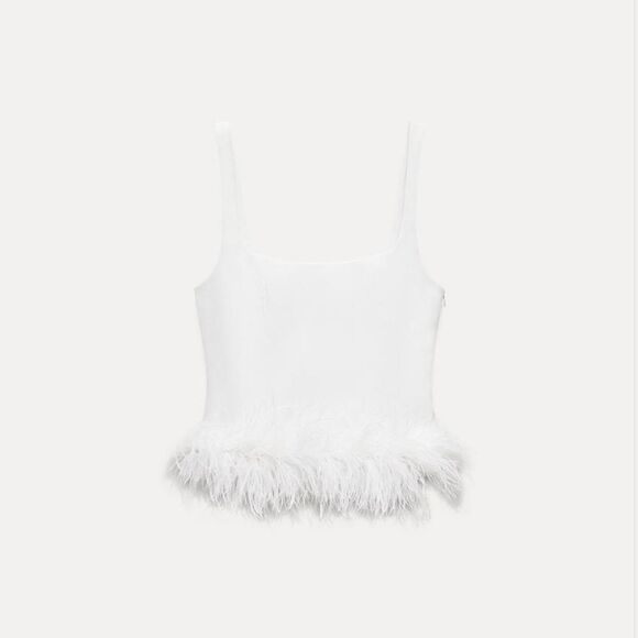 NWT ZARA STRETCHY FEATHER TOP - Picture 14 of 17